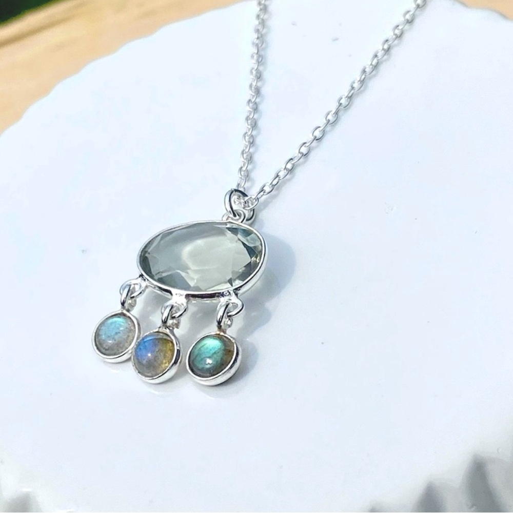 Green Amethyst & Labradorite Necklace - Picture 11 of 14